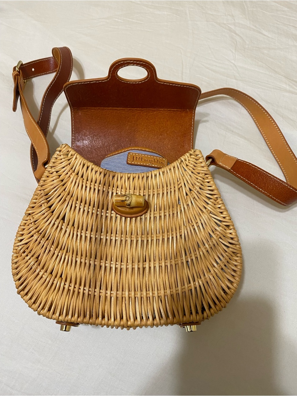 J. McLaughlin Leather and Woven Saddle crossbody Bag Size 3x7x8 - Picture 6 of 15